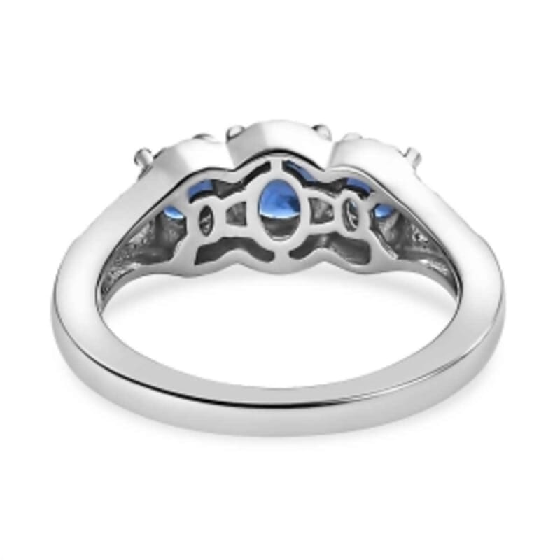 Kashmir Kyanite 1.36 ctw Ring in Platinum Over Sterling Silver (Size 11.5)