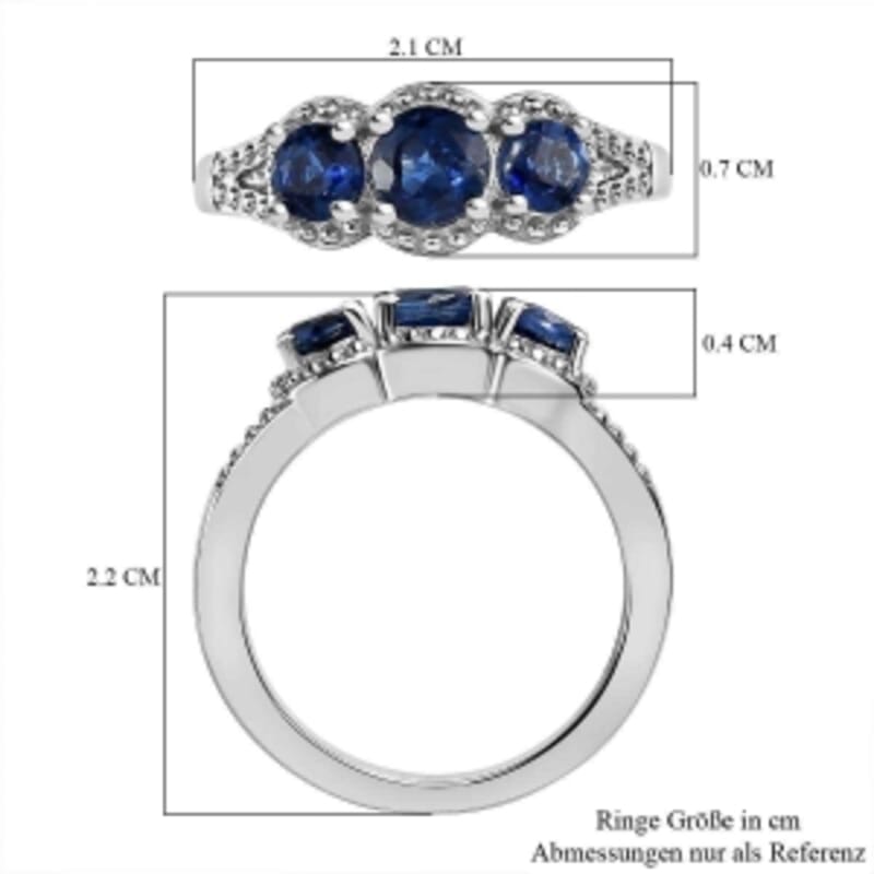 Kashmir Kyanite 1.36 ctw Ring in Platinum Over Sterling Silver (Size 11.5)