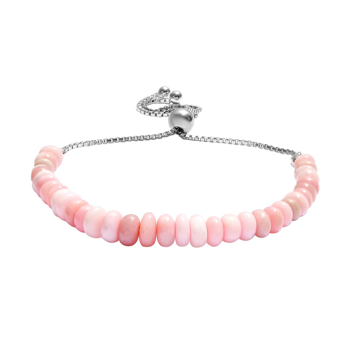 Pink Opal Beaded Bolo Bracelet in Sterling Silver 25.00 ctw image number 0