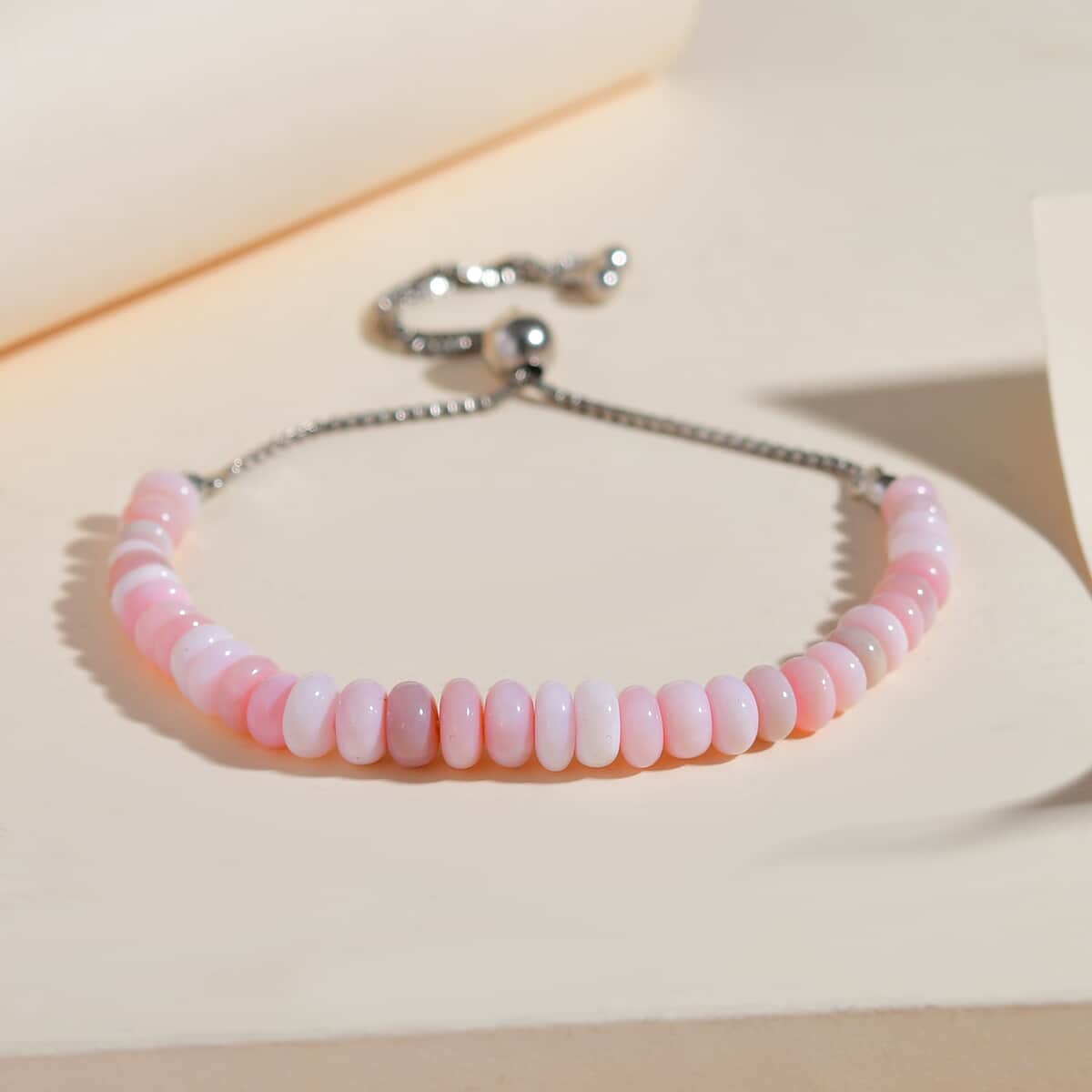 Pink Opal Beaded Bolo Bracelet in Sterling Silver 25.00 ctw image number 1