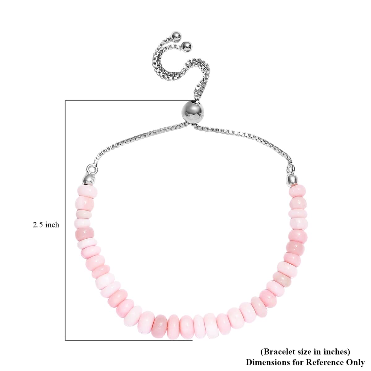 Pink Opal Beaded Bolo Bracelet in Sterling Silver 25.00 ctw image number 4