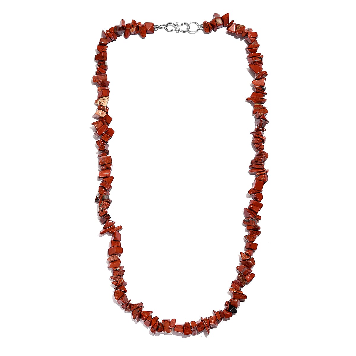 Red Jasper Chips Necklace 20 Inches in Sterling Silver 200.00 ctw image number 3