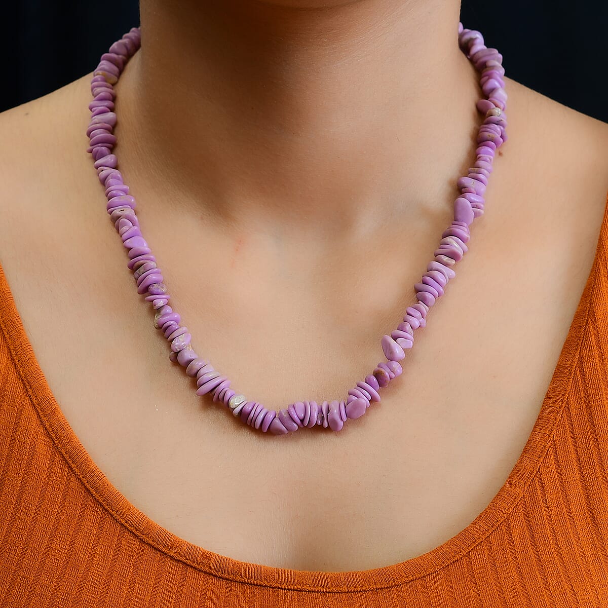 Phosphosiderite Chips Necklace 20 Inches in Sterling Silver 190.00 ctw image number 2