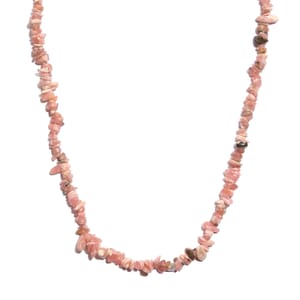 Rhodochrosite Chips 115.00 ctw Necklace 20 Inches in Sterling Silver