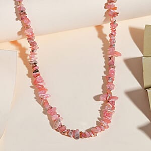 Rhodochrosite Chips 115.00 ctw Necklace 20 Inches in Sterling Silver
