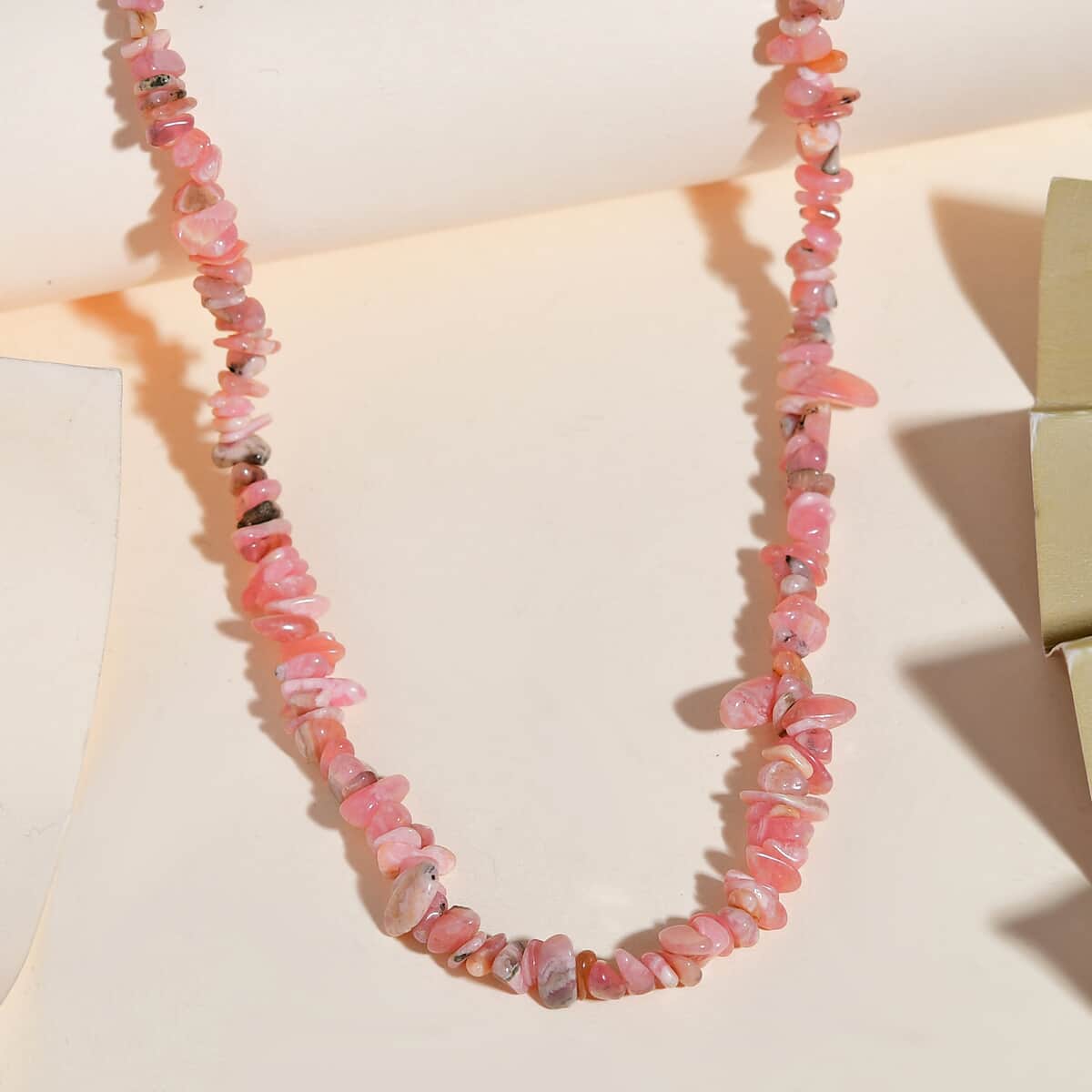 Rhodochrosite Chips Necklace 20 Inches in Sterling Silver 115.00 ctw image number 1