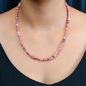 Rhodochrosite Chips 115.00 ctw Necklace 20 Inches in Sterling Silver