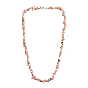 Rhodochrosite Chips 115.00 ctw Necklace 20 Inches in Sterling Silver