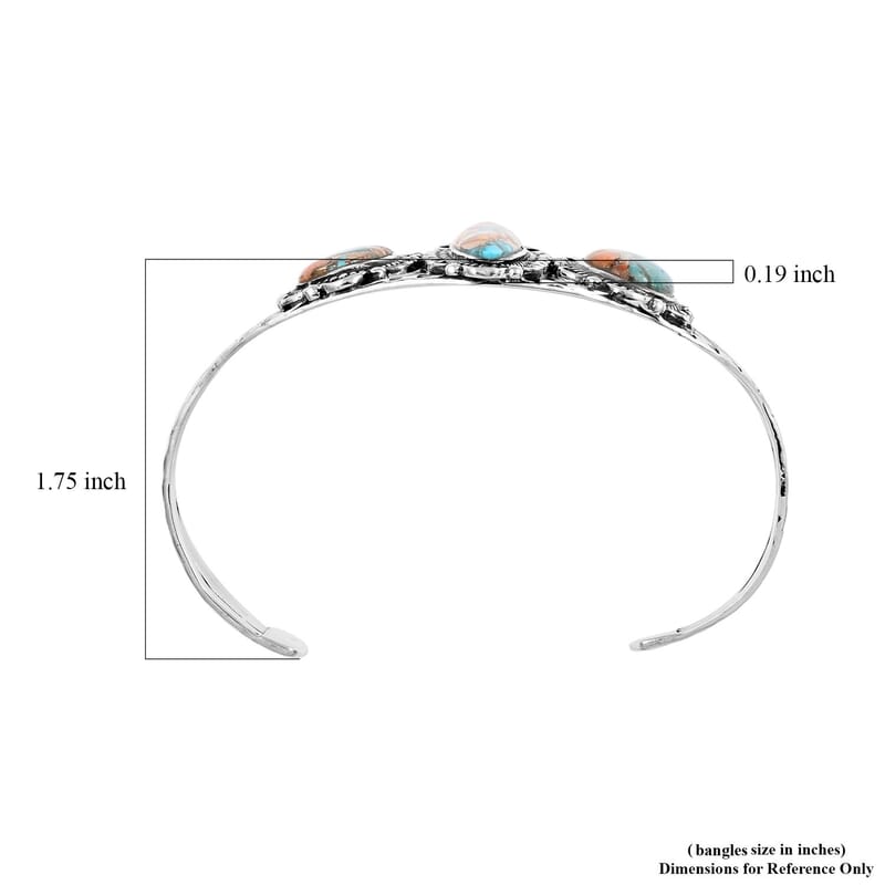 Santa Fe Style Spiny Turquoise Cuff Bracelet in Sterling Silver (6.50 in) 22.50 ctw