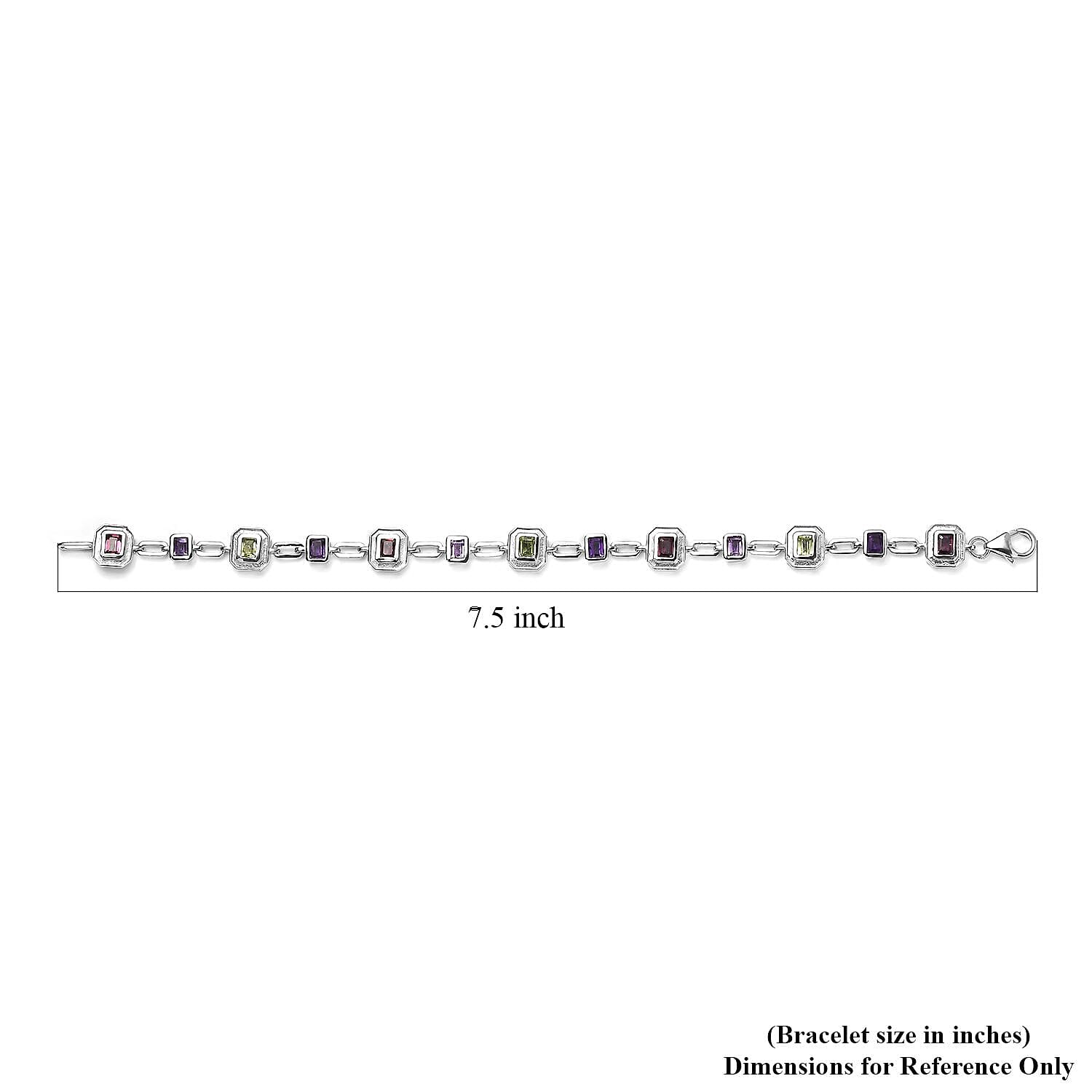 Multi Gemstone Bracelet in Platinum Over Sterling Silver (7.25 In) 3.25 ctw