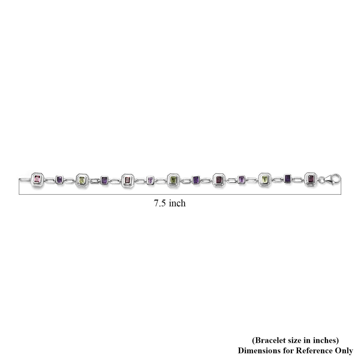 Multi Gemstone Bracelet in Platinum Over Sterling Silver (7.25 In) 3.25 ctw image number 4