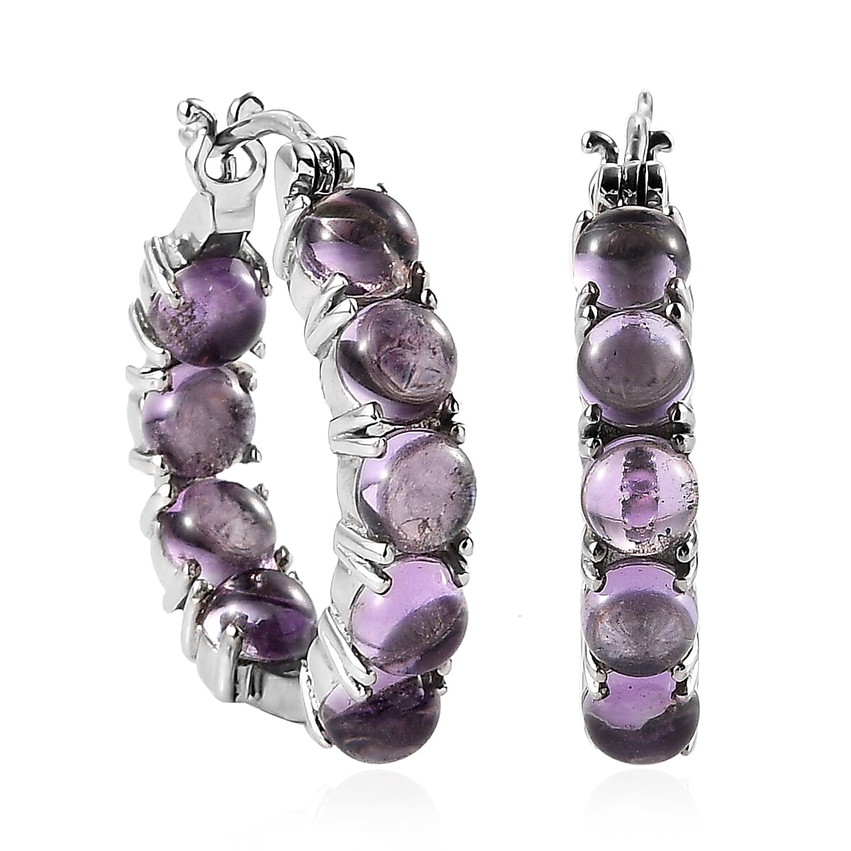 Rose De France Amethyst Inside Out Hoop Earrings in Stainless Steel 10.10 ctw