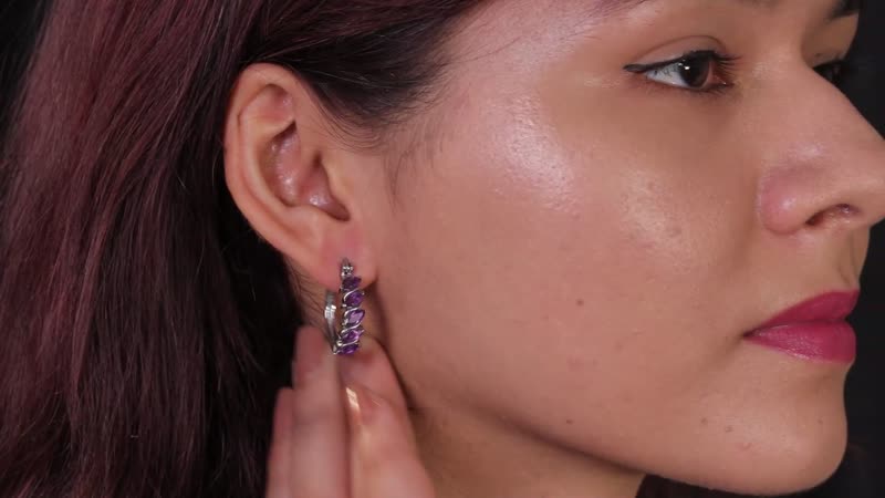 Rose De France Amethyst Inside Out Hoop Earrings in Stainless Steel 10.10 ctw