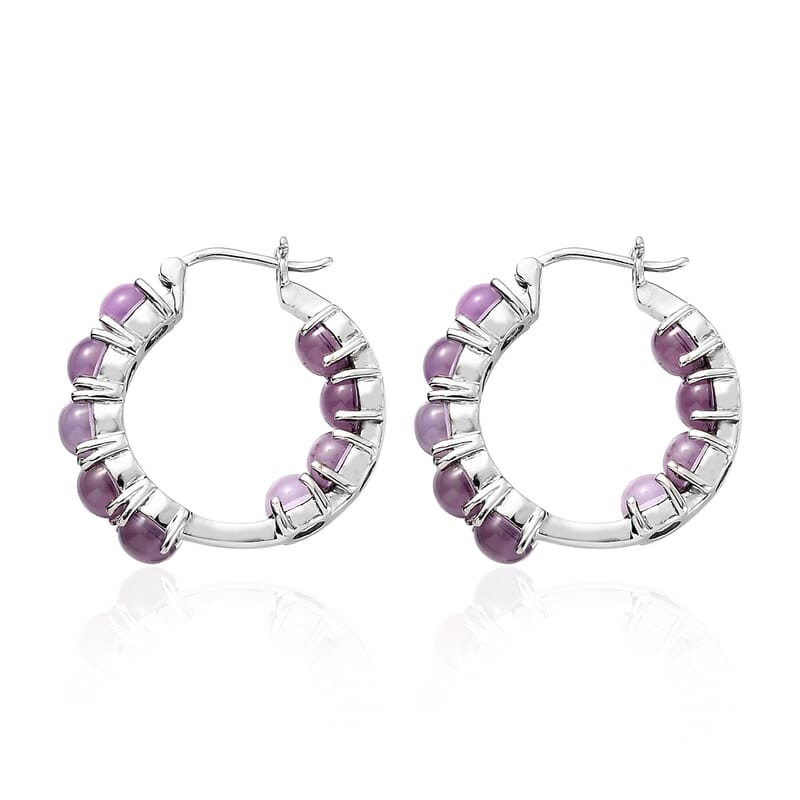 Rose De France Amethyst Inside Out Hoop Earrings in Stainless Steel 10.10 ctw
