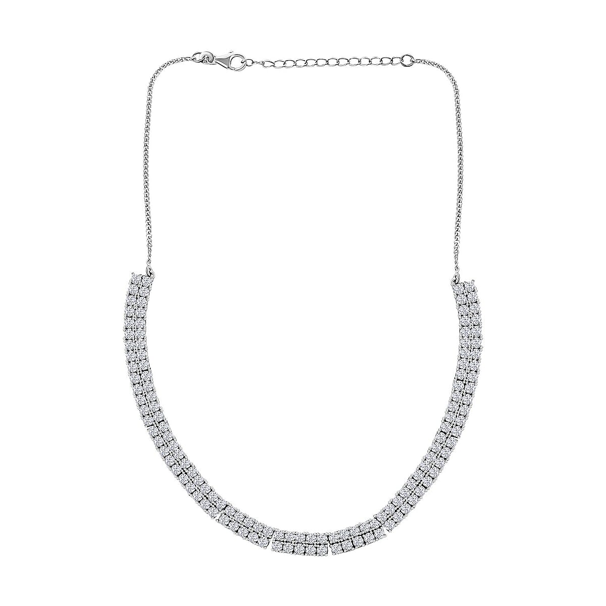 Moissanite Choker Necklace 14-16 Inches in Platinum Over Sterling Silver 13.10 ctw image number 3