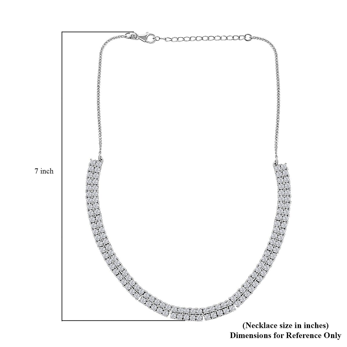 Moissanite Choker Necklace 14-16 Inches in Platinum Over Sterling Silver 13.10 ctw image number 5