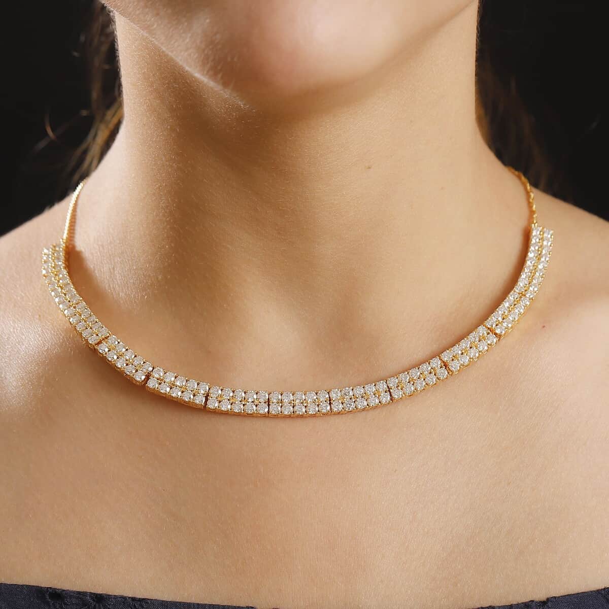 Moissanite 13.50 ctw Necklace in Vermeil Yellow Gold Over Sterling Silver 18 Inches image number 2