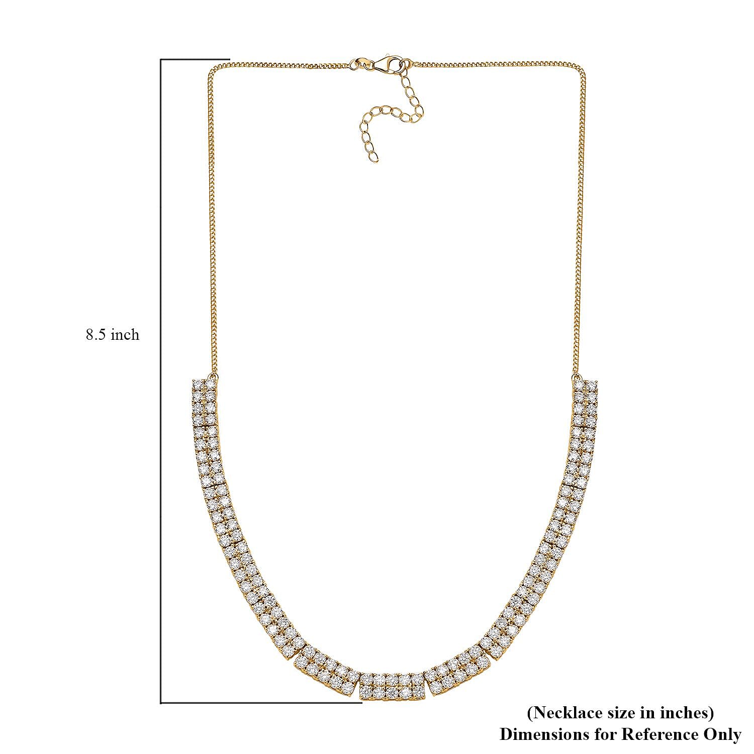 D'Joy Moissanite 13.50 ctw Necklace in Vermeil Yellow Gold Over Sterling Silver 18 Inches