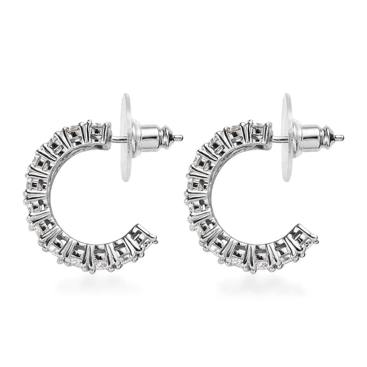 Moissanite Half Hoop Earrings in Platinum Over Sterling Silver 4.90 ctw image number 3