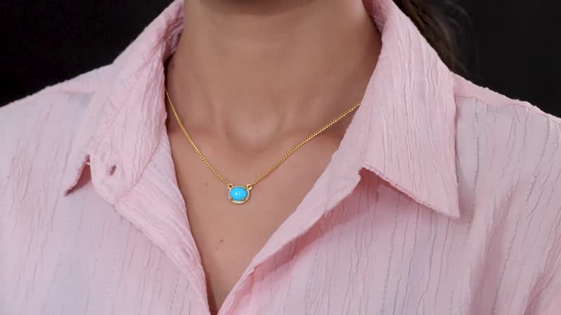 Sleeping Beauty Turquoise Necklace 18-20 Inches in Vermeil Yellow Gold Over Sterling Silver 2.25 ctw