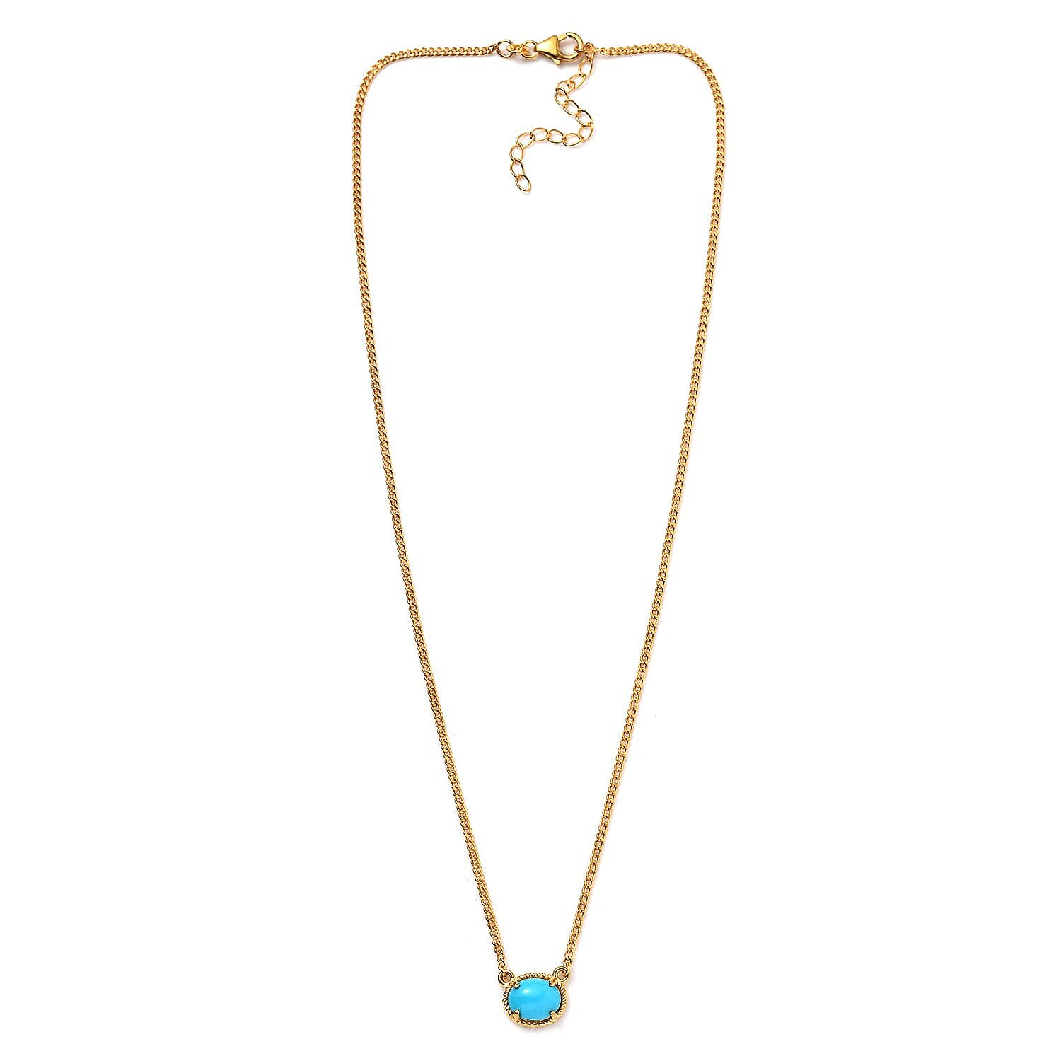 Sleeping Beauty Turquoise Necklace 18-20 Inches in Vermeil Yellow Gold Over Sterling Silver 2.25 ctw