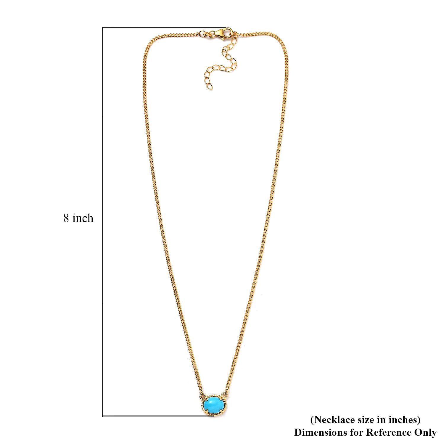 Sleeping Beauty Turquoise Necklace 18-20 Inches in Vermeil Yellow Gold Over Sterling Silver 2.25 ctw