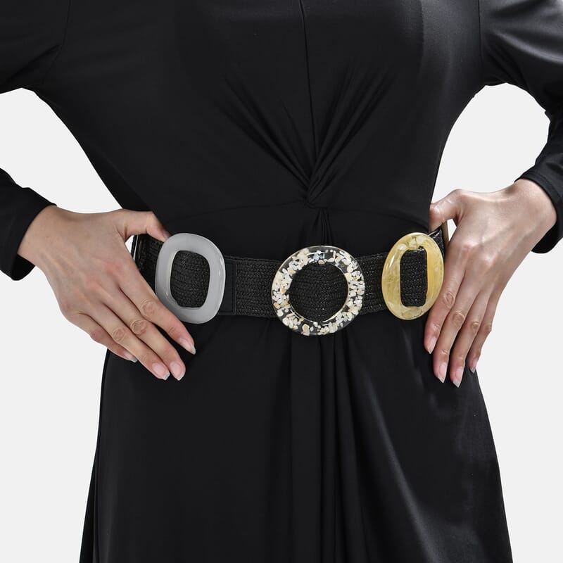 Black Polypropylene Elastic Belt with Five Resinous Buckle