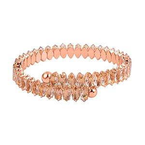 Simulated Champagne Color Diamond Bypass Bangle Bracelet in Rosetone (7-8In) 22.00 ctw