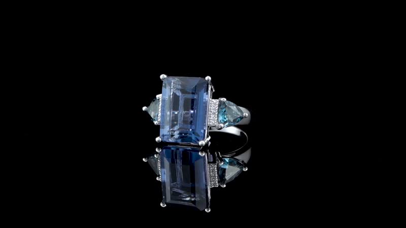 Teal Fluorite, Multi Gemstone Ring in Rhodium Over Sterling Silver (Size 10.0) 11.25 ctw