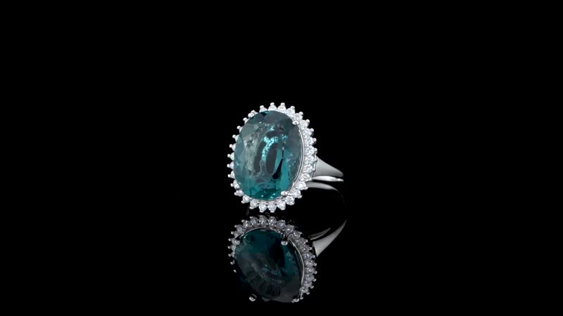 Teal Fluorite, Moissanite Halo Ring in Rhodium Over Sterling Silver (Size 10.0) 11.50 ctw