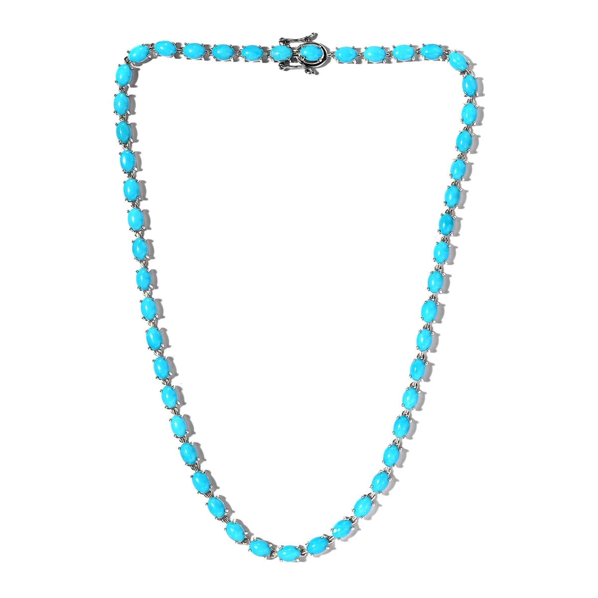 TLV Sleeping Beauty Turquoise Tennis Necklace in Platinum Over Sterling Silver 35.75 ctw image number 0