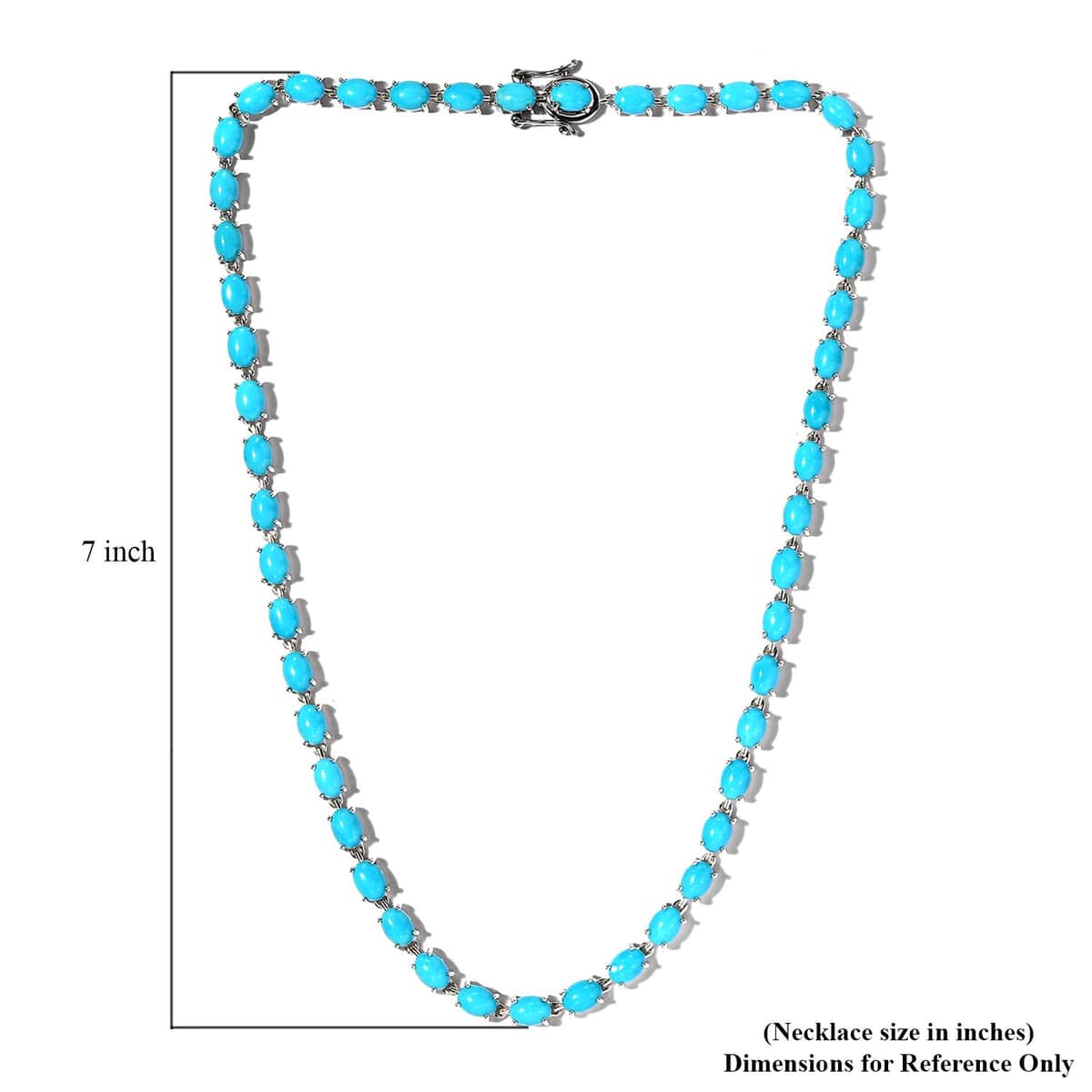 TLV Sleeping Beauty Turquoise Tennis Necklace in Platinum Over Sterling Silver 35.75 ctw image number 3