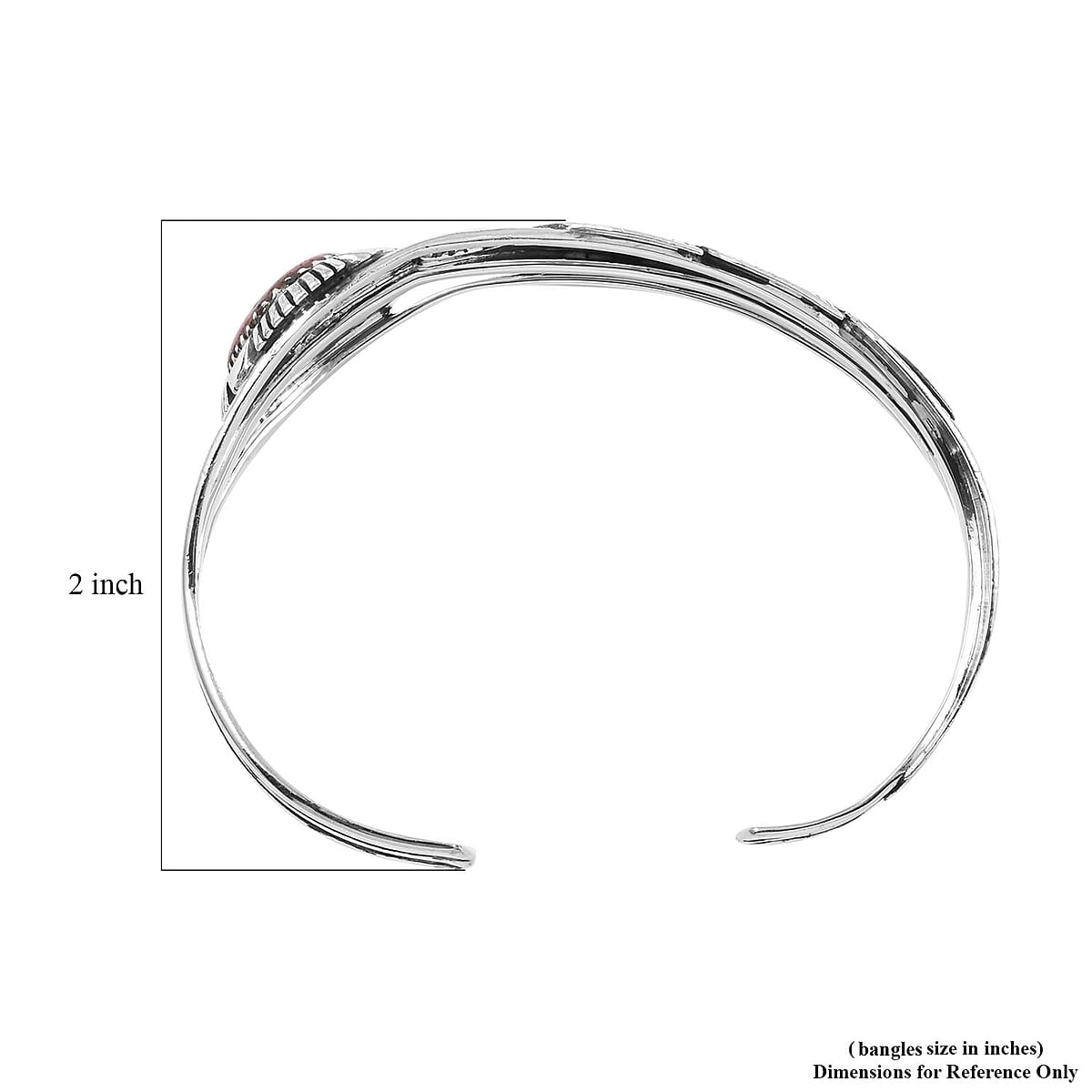 Santa Fe Style Plum Coral Feather Cuff Bracelet in Sterling Silver (6.50 In) image number 3