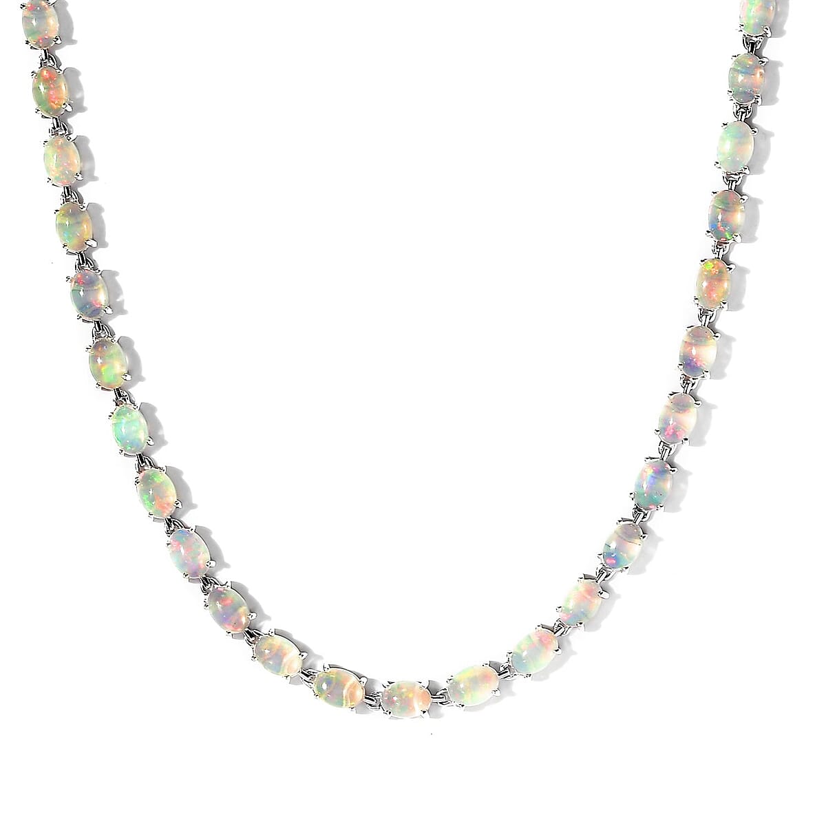 Ethiopian Welo Opal Tennis Necklace 18 Inches in Platinum Over Sterling Silver 26.25 ctw image number 0