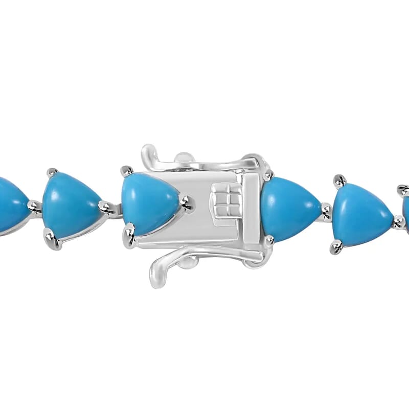 Premium Sleeping Beauty Turquoise Tennis Bracelet, Turquoise Bracelet,  Platinum Over Sterling Silver Bracelet, Turquoise Jewelry, Gift For Her (6.50 In) 12.00 ctw