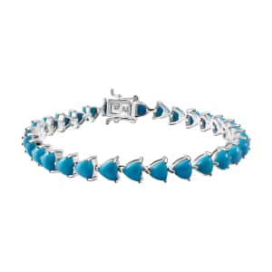 Premium Sleeping Beauty Turquoise Tennis Bracelet, Turquoise Bracelet,  Platinum Over Sterling Silver Bracelet, Turquoise Jewelry, Gift For Her (7.25 In) 13.40 ctw