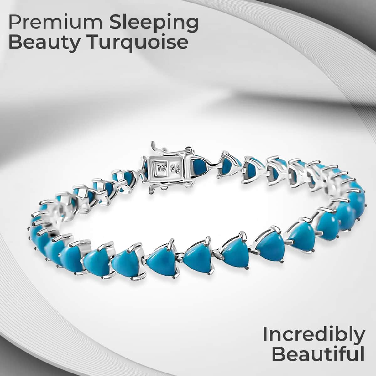 Premium Sleeping Beauty Turquoise Tennis Bracelet, Turquoise Bracelet,  Platinum Over Sterling Silver Bracelet, Turquoise Jewelry, Gift For Her (7.25 In) 13.40 ctw image number 1