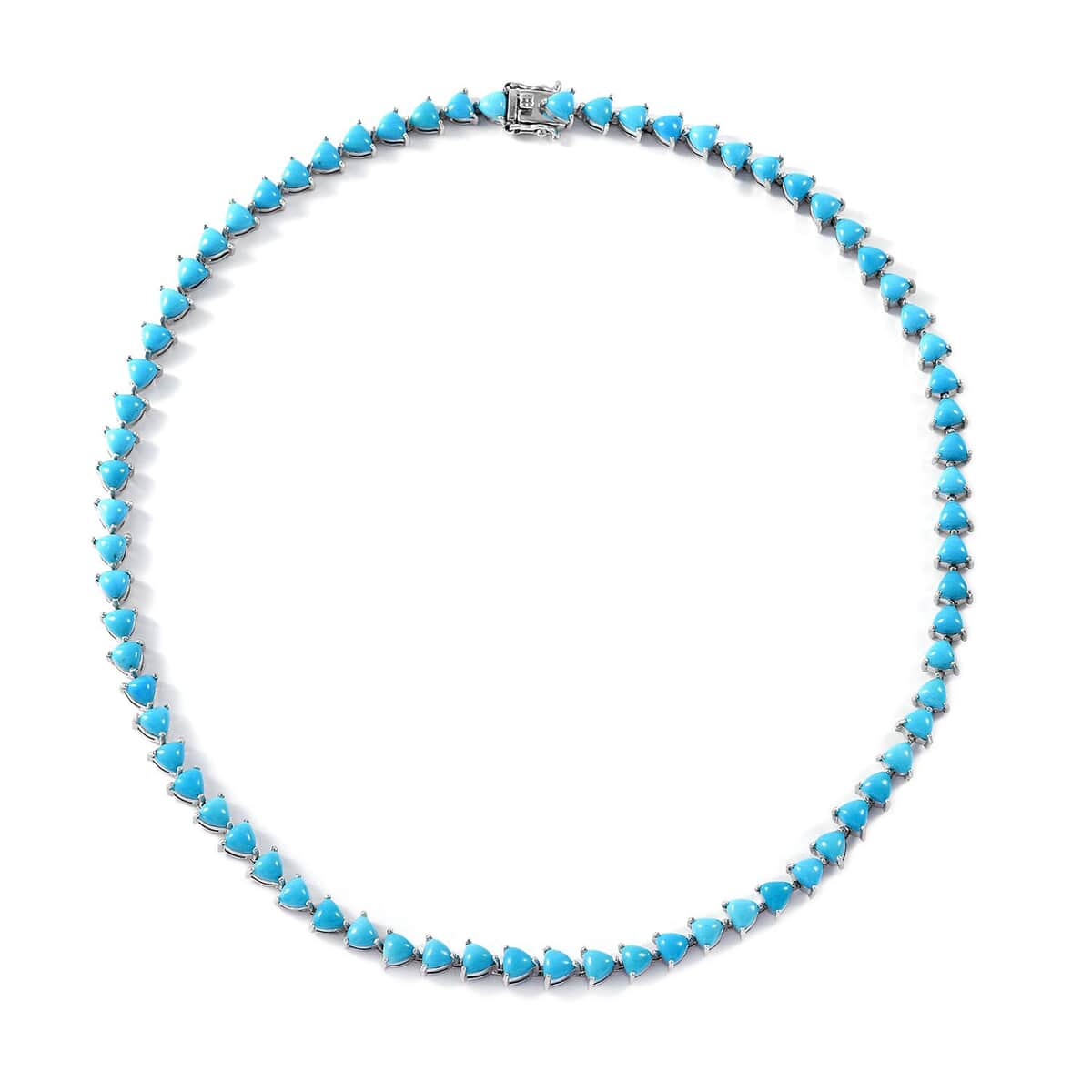 Premium Sleeping Beauty Turquoise Tennis Necklace 18 Inches in Platinum Over Sterling Silver 32.50 ctw (Del. in 5-7 Days) image number 0