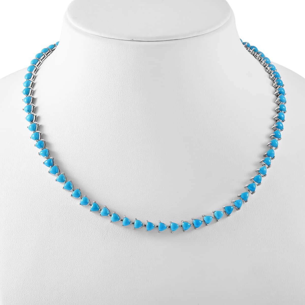 Premium Sleeping Beauty Turquoise Tennis Necklace 18 Inches in Platinum Over Sterling Silver 32.50 ctw (Del. in 5-7 Days) image number 1