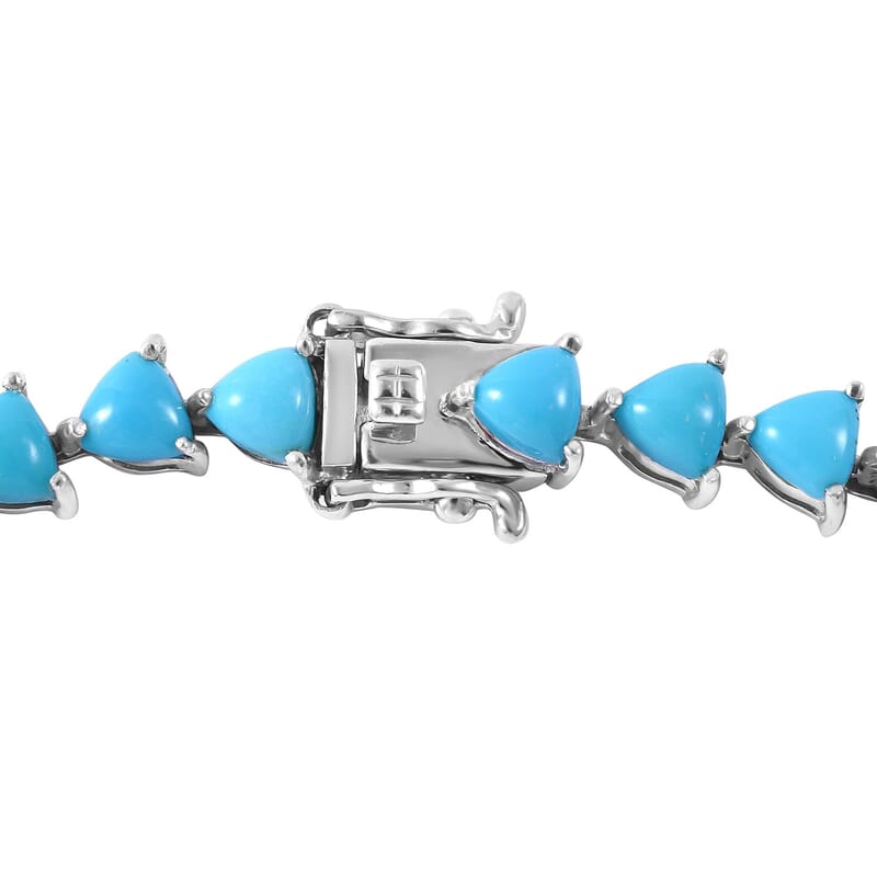 Premium Sleeping Beauty Turquoise Tennis Necklace 18 Inches in Platinum Over Sterling Silver 32.50 ctw