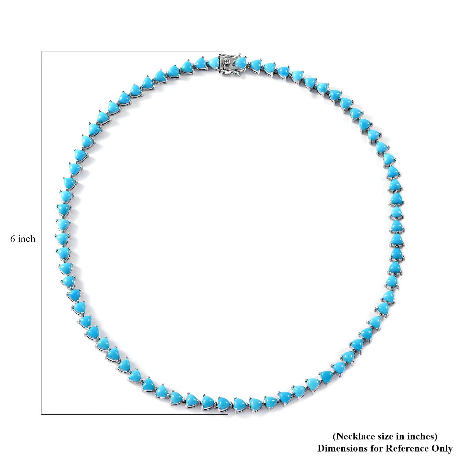 Premium Sleeping Beauty Turquoise Tennis Necklace 18 Inches in Platinum Over Sterling Silver 32.50 ctw