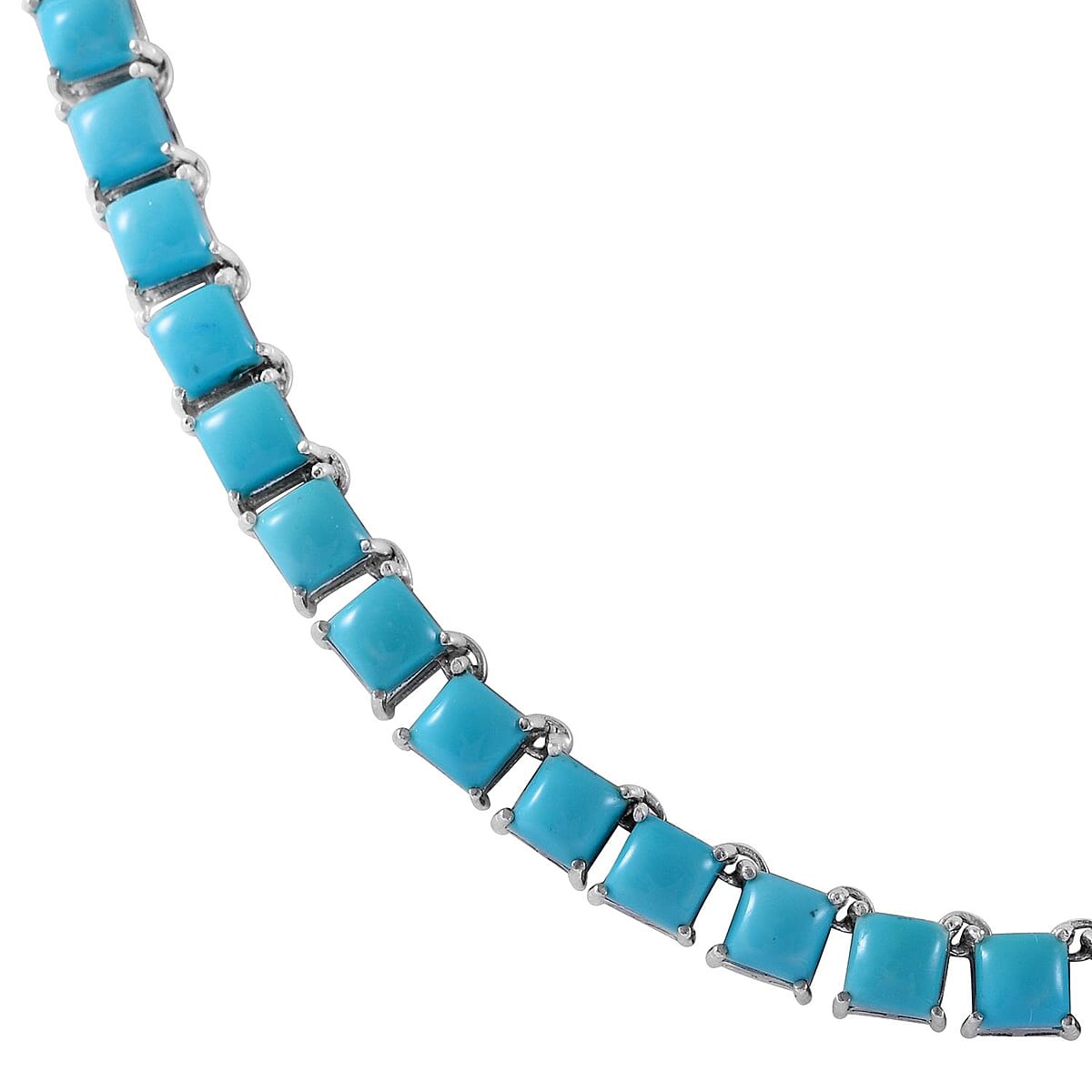 Premium Sleeping Beauty Turquoise Tennis Necklace 18 Inches in Platinum Over Sterling Silver 45.35 ctw image number 2