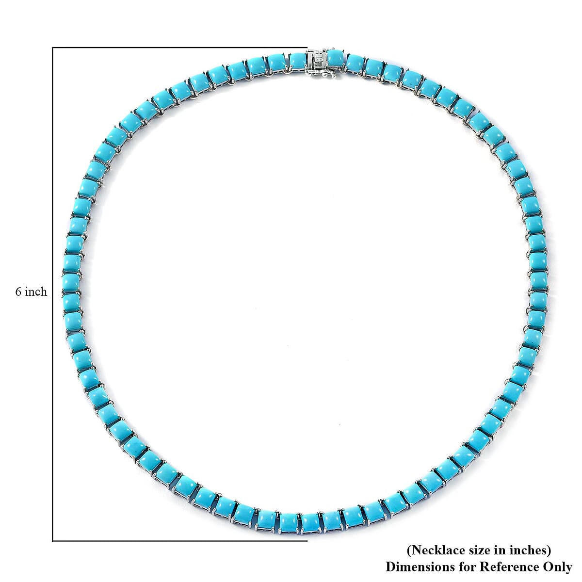 Premium Sleeping Beauty Turquoise Tennis Necklace 18 Inches in Platinum Over Sterling Silver 45.35 ctw image number 5