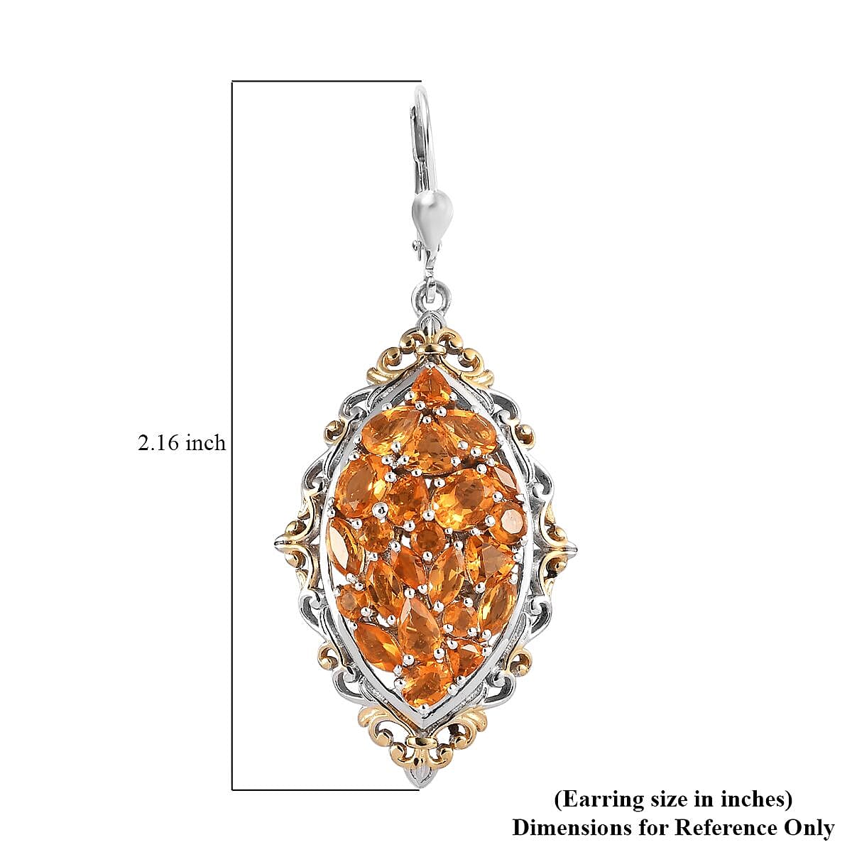 Salamanca Fire Opal Lever Back Earrings in Vermeil Yellow Gold and Platinum Over Sterling Silver 5.10 ctw image number 4