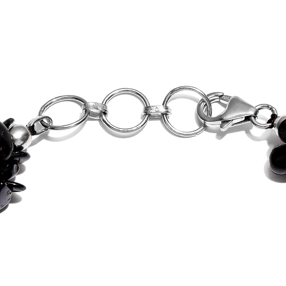 Black Tourmaline Chips 3 Row Bracelet in Sterling Silver (7.25 In) 207.00 ctw image number 3