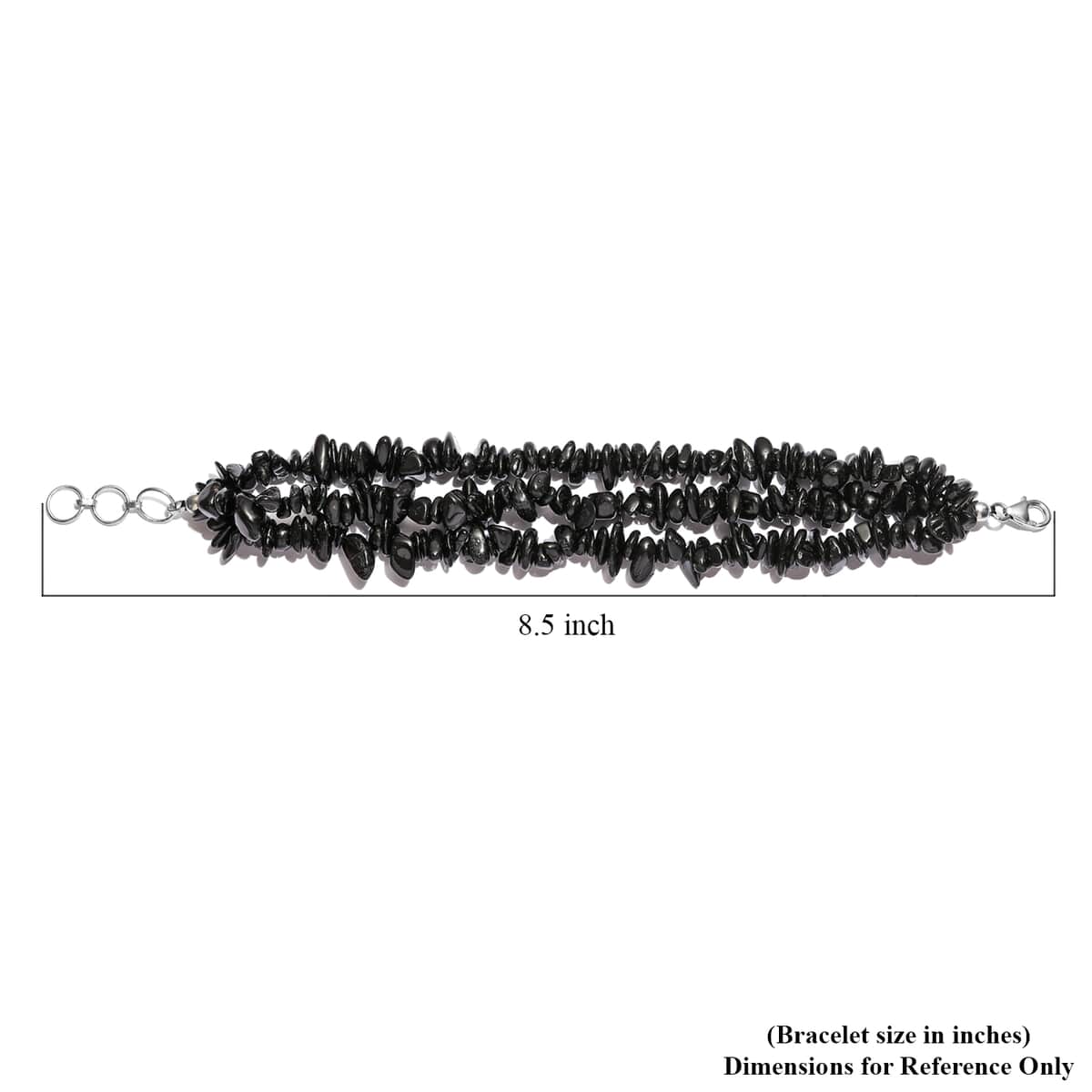 Black Tourmaline Chips 3 Row Bracelet in Sterling Silver (7.25 In) 207.00 ctw image number 4