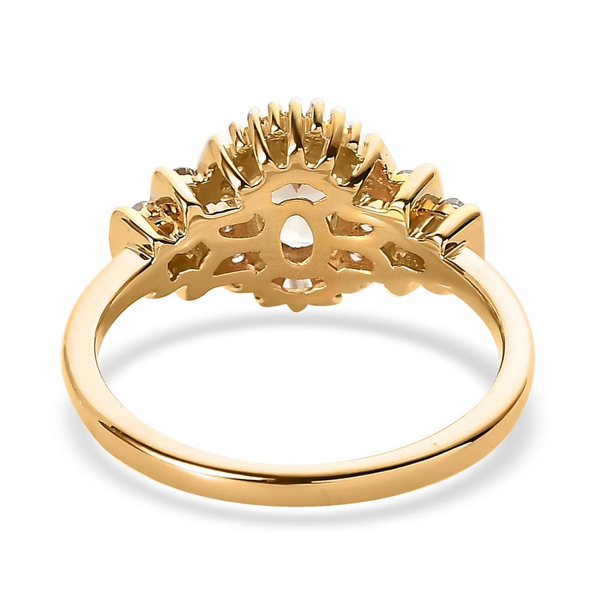 AAA Turkizite and Diamond Halo Ring in Vermeil Yellow Gold Over Sterling Silver (Size 7.0) 0.85 ctw image number 4