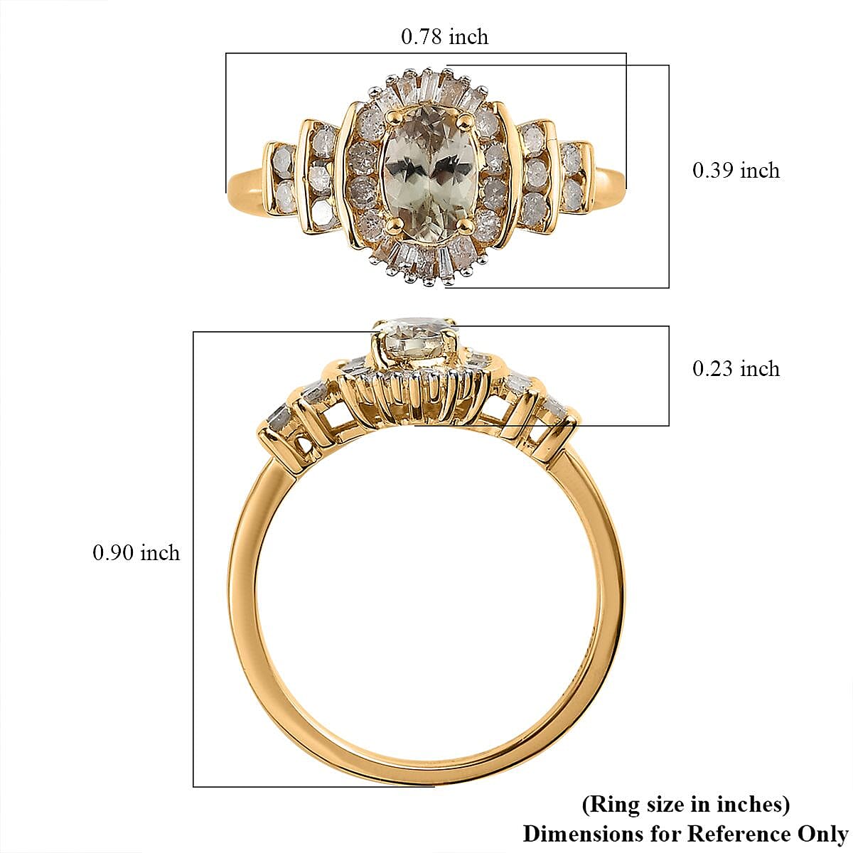 AAA Turkizite and Diamond Halo Ring in Vermeil Yellow Gold Over Sterling Silver (Size 7.0) 0.85 ctw image number 5