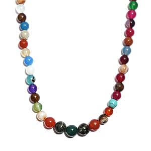 Multi Gemstone 253.00 ctw Beaded Necklace in Sterling Silver 20 Inches