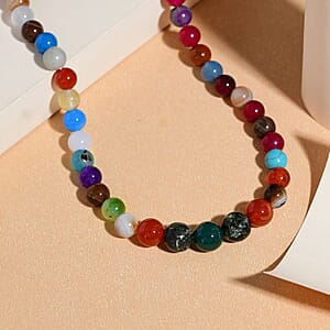 Multi Gemstone 253.00 ctw Beaded Necklace in Sterling Silver 20 Inches